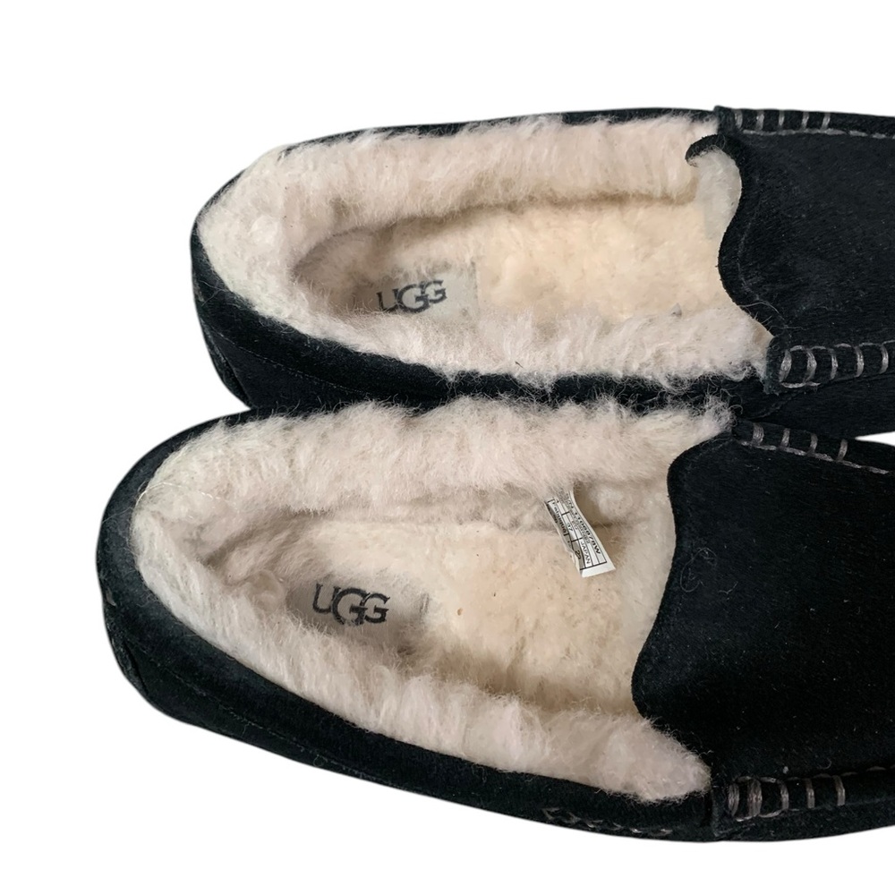 UGG Ansley Black Loafers Slip-Ons with Cozy Sheepskin Lining - Picture 6 of 12
